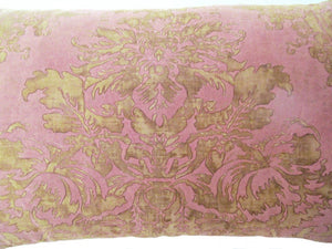 Rare Pair of Pink c1910 Fortuny Fabric Pillows in his “Dandolo” Pattern