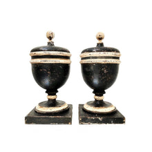 Pair of Italian 18th Century Wooden Apothecary Jars/Urns with Lids
