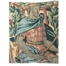 Belgian 18th Century Tapestry Fragment Pillow of a King with Foliage
